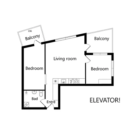 Private Seaview - 2 Balconies, 11th Floor, Elevator, Friendly Lively Area * אורהוס